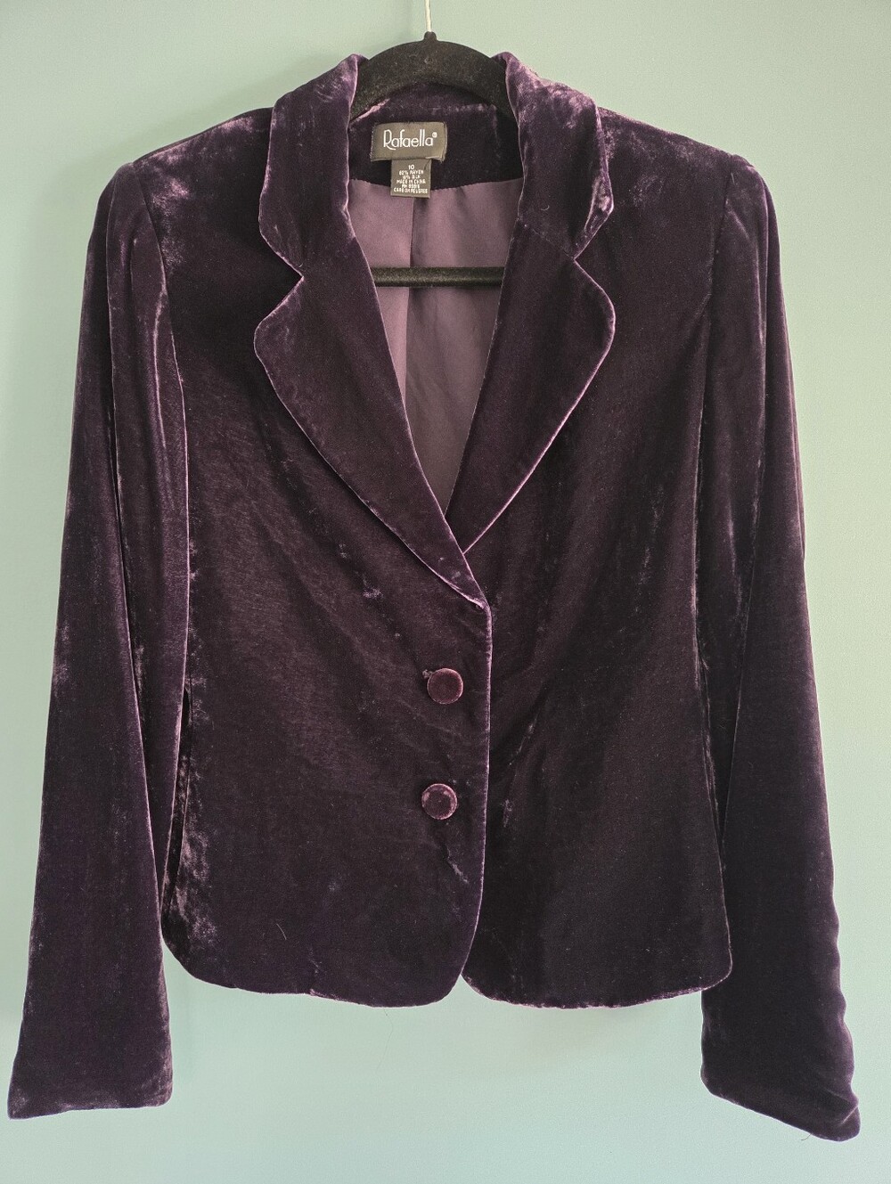 Rafaella Luxurious Silk Blend Velvet Blazer Jacket Purple Size 10